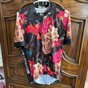 Weimostar full zip cycling jersey skull floral size XL